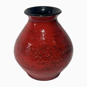 Jarrón vintage de cerámica roja