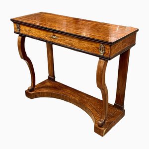 French Empire Plum Pudding Mahogany Console Table, 1840s
