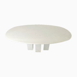 Vintage White Marble Oval Dining Table, 1970s
