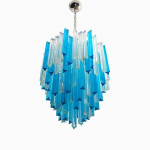 Lustre en Verre de Murano avec Prisme Triedri 92 en Transparent et Bleu, 1990s