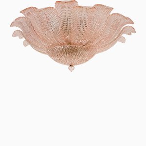 Art Glass Flower Ceiling Lamp in Murano Pink Color, 1990s