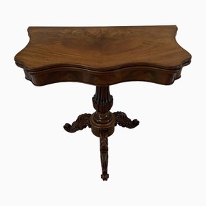 Antique Victorian Figured Mahogany Card or Console Table, 1860s