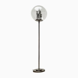 Lámpara de pie Big Ball Planet alemana Mid-Century de cromo y vidrio de Doria Leuchten, años 60