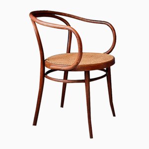 No. 209 Armchair in Brown Bentwood and Rattan from Ligna, 1970s