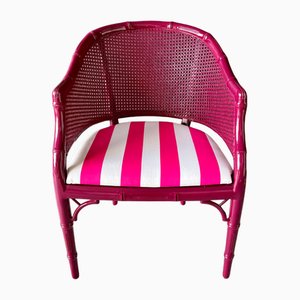 Giorgetti Faux Bamboo Armchair with Striped Bright Pink Cotton by Kaatjes Classics, 1970s