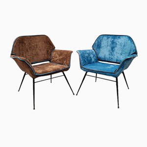 Fauteuils en Velours, 1960s, Set de 2