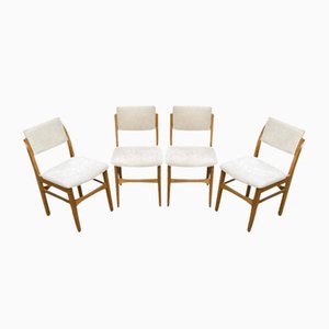Mid-Century Scandinavian Off-White Fabric Dining Chairs, 1960s, Set of 4