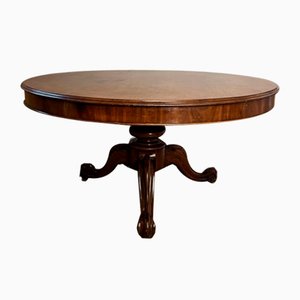 Mesa de comedor victoriana grande redonda de caoba, década de 1860