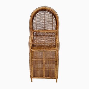 Italian Bamboo and Rattan Bookcase, 1970s