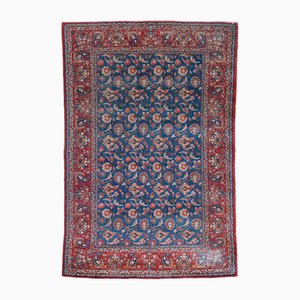 Grand Tapis Mashhad Vintage avec Fleurs et Oiseaux