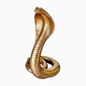 20th Century Snake Resin Gilt Sculpture Standing Cobra, France