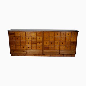 Large Mid-20th Century Dutch Industrial Beech Apothecary Cabinet