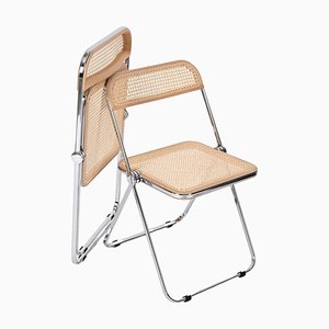 Straw and Chrome Plia Chair by Giancarlo Piretti for Castelli, 1970s