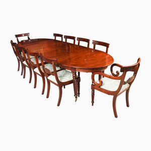 19th Century Regency Concertina Action Dining Table and Chairs, Set of 11