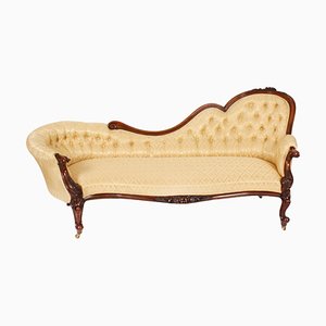 Chaise longue da divano vittoriana in noce, XIX secolo