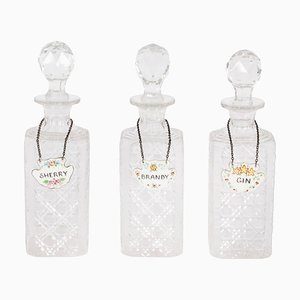 Vintage Crystal Cut Glass Decanters, 1950s, Set of 3