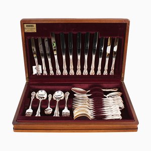 Silver-Plated Cutlery with Box, 1980s, Set of 39
