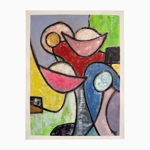 Federico Pinto Schmid, Blossoms, 2022, Acrilico e pastello a olio su carta