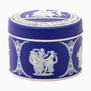 Neoclassical Portland Blue Lidded Cameo Trinket Box from Wedgwood