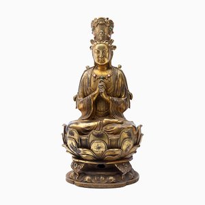 Sculpture Bouddhiste Hindoue en Bronze Doré, Tibet, Fin du 19ème Siècle