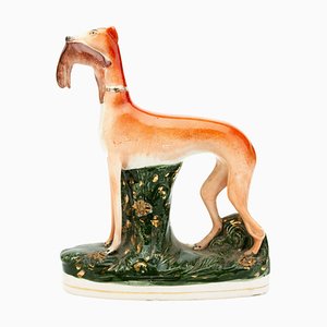 English Victorian Pottery Hunting Whippet Figure from Staffordshire