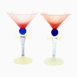 Venetian Murano Martini Cocktail Glasses, Set of 2