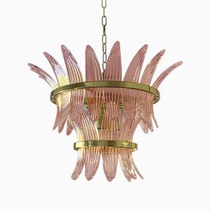 Lámpara de araña de cristal de Murano Palmette rosa de simoeng