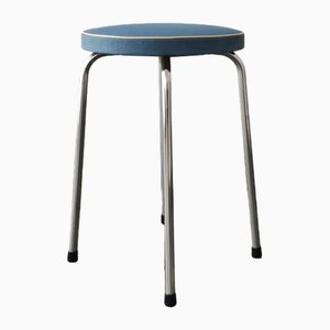 Tabouret Vintage en Argent et Bleu Clair, 1960s