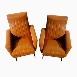 Vintage Leatherette Armchairs, 1970s, Set of 2