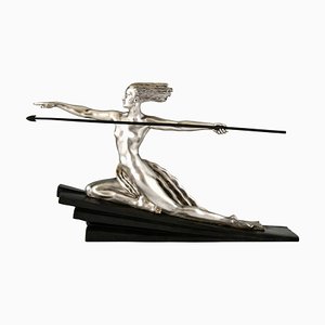 Marcel Bouraine, Art Deco Amazon Nude with Spear, 1925, Bronze