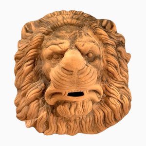 Escultura de fuente de león vintage de cerámica, años 80