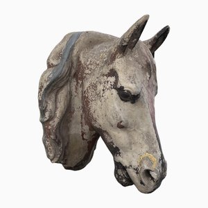 Escultura de cabeza de caballo de tamaño natural, años 40