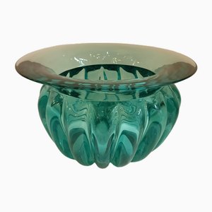Large Bowl in Transparent Green Glass by Archimedes Seguso, Murano, Italy, 1970s