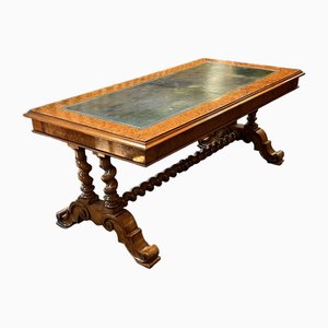 Victorian Amboyna and Leather Topped Coffee Table by Miles and Edwards of London, 1860s