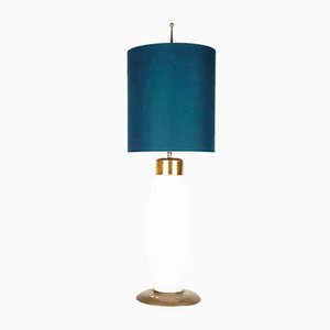 Large Opaline Glass and Brass Table Lamp by Stilnovo, 1950s