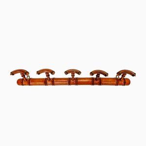 Antique French Faux Bamboo Wall Mounted Coat Rack, 1920s