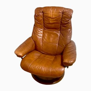 Vintage Stressless Reno Reclining Lounge Chair in Leather by Ekorne