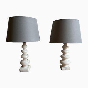 Mid-Century Spanish Alabaster Table Lamps, 1980s, Set of 2