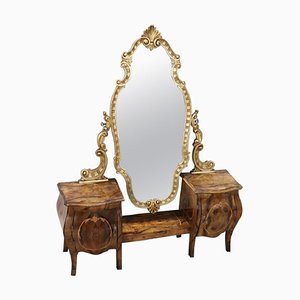 Vintage Gilded and Inlaid Walnut Bombay Dressing Table
