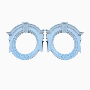 Bulls Eyes Architectural Antique en Zinc Peint, Pays-Bas, Set de 2