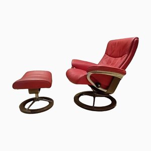 Poltrona Peace Signature Stressless vintage in pelle di Ekorness, set di 2