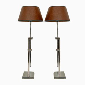 Extendable Chromed Brass Table Lamps, 1990s, Set of 2