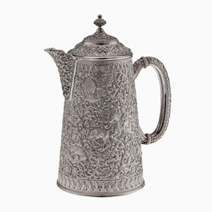 Large Antique 19th Century Indian Kutch Silver Water Ewer, 1880s