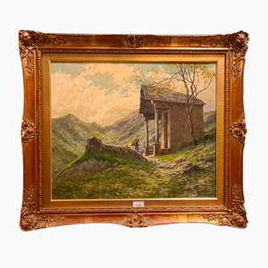 Giuseppe Gheduzzi, Landscape, Early 1900s, Oil on Wood, Framed