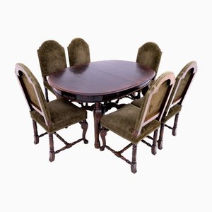 Tavolo da pranzo con sedie, Europa occidentale, inizio XX secolo, set di 7