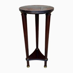 French Style Round Wood Pedestal Table or Plant Stand, 1950s
