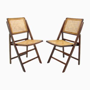 Chaises Pliantes en Rotin, 1970s, Set de 2