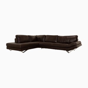 Releve Leather Corner Sofa in Dark Brown from Natuzzi