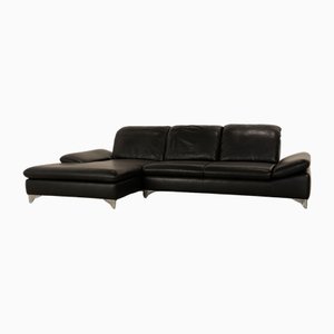 Leather Corner Sofa in Black from Willi Schillig