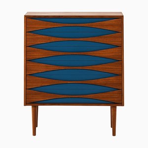 Teak and Blue Lacquered Bureau attributed to Arne Vodder, 1950s